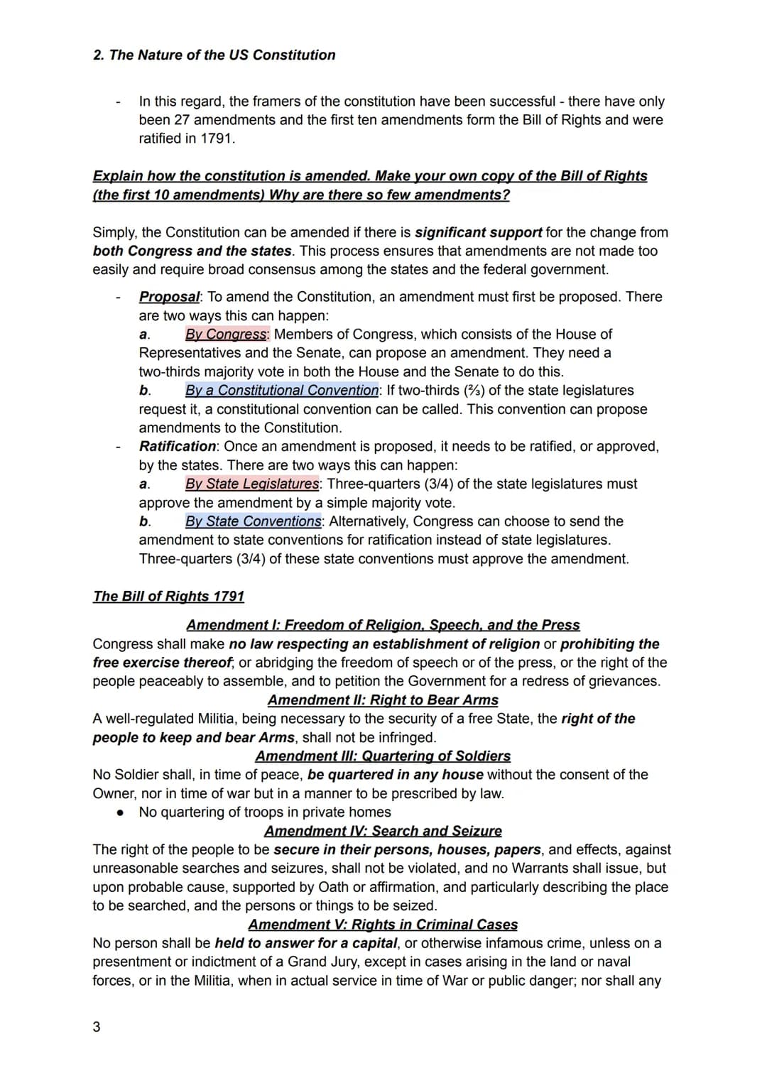 2. The Nature of the US Constitution
The nature of the constitution
It is a codified constitution
the nature of the
US constitution
The cons