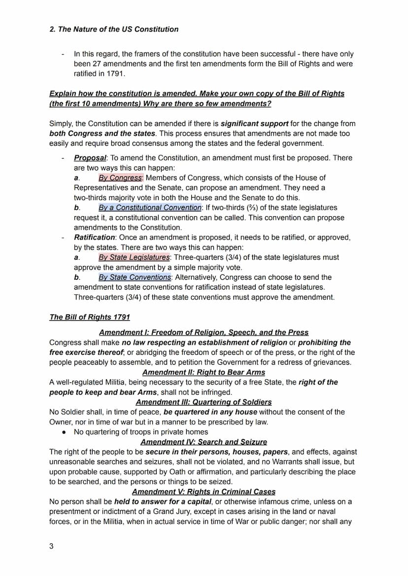 2. The Nature of the US Constitution
The nature of the constitution
It is a codified constitution
the nature of the
US constitution
The cons