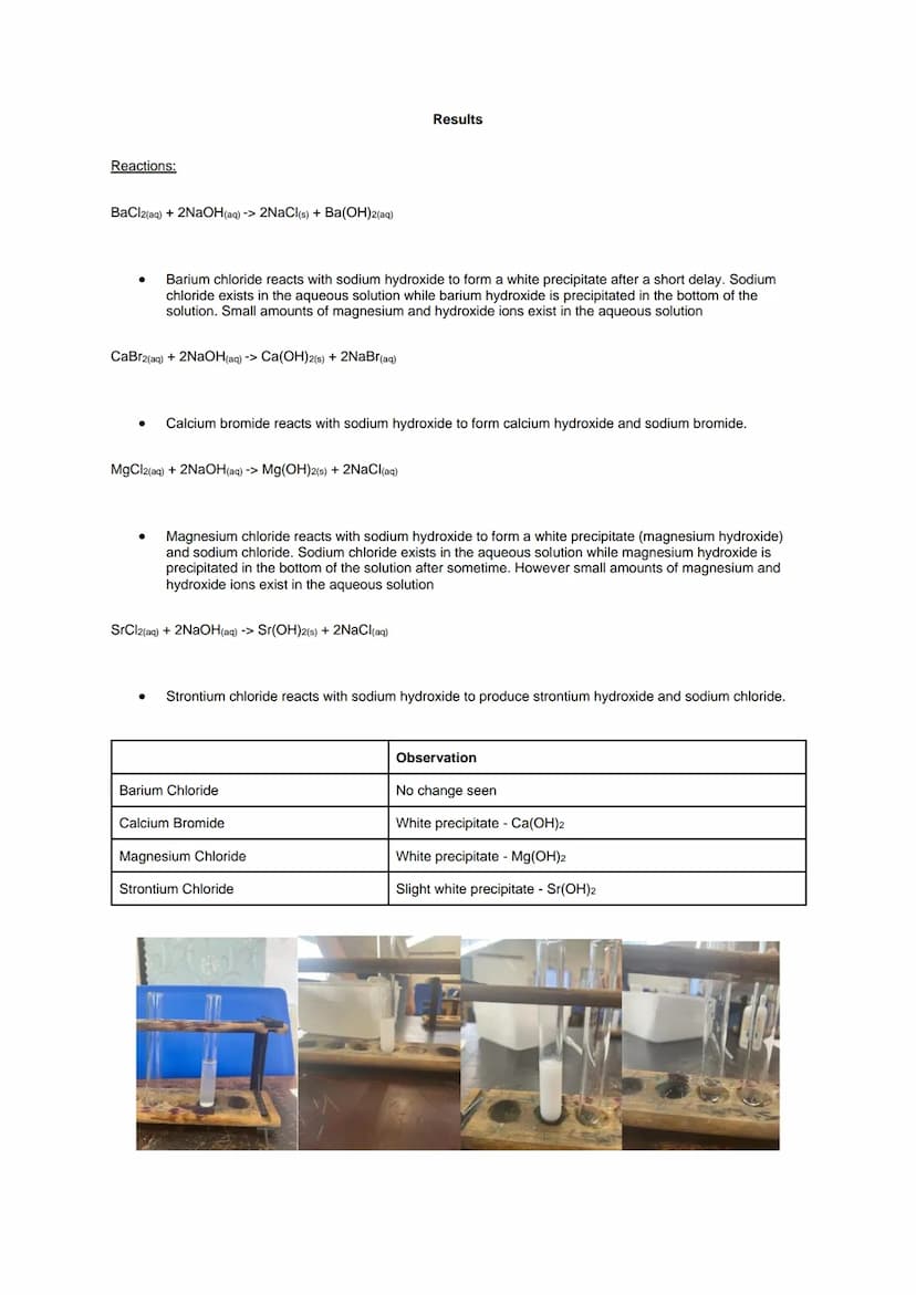 Required Practical 4: Carry out simple test-tube reactions to identify cations and anions in
aqueous solution
Aim: To carry out tests for th