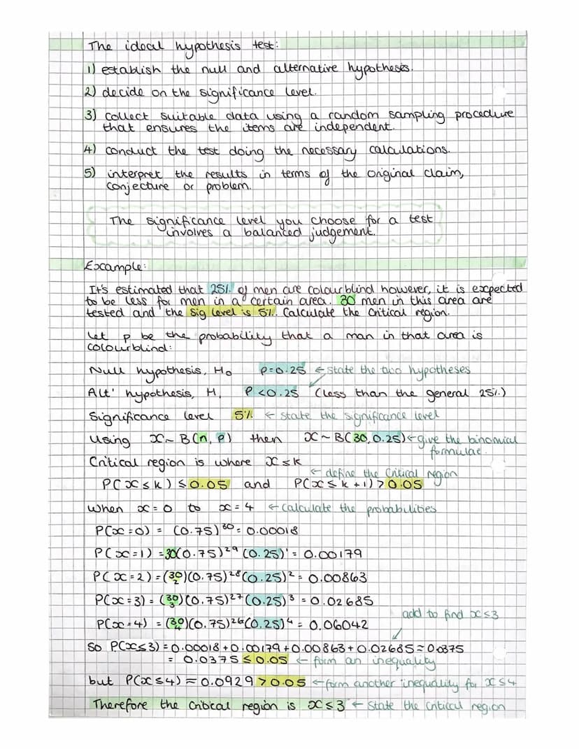 Statistics Revision
The binomial distribution
Binomial coefficient : how many ways there are of choosing
unordered outcomes from all of the 