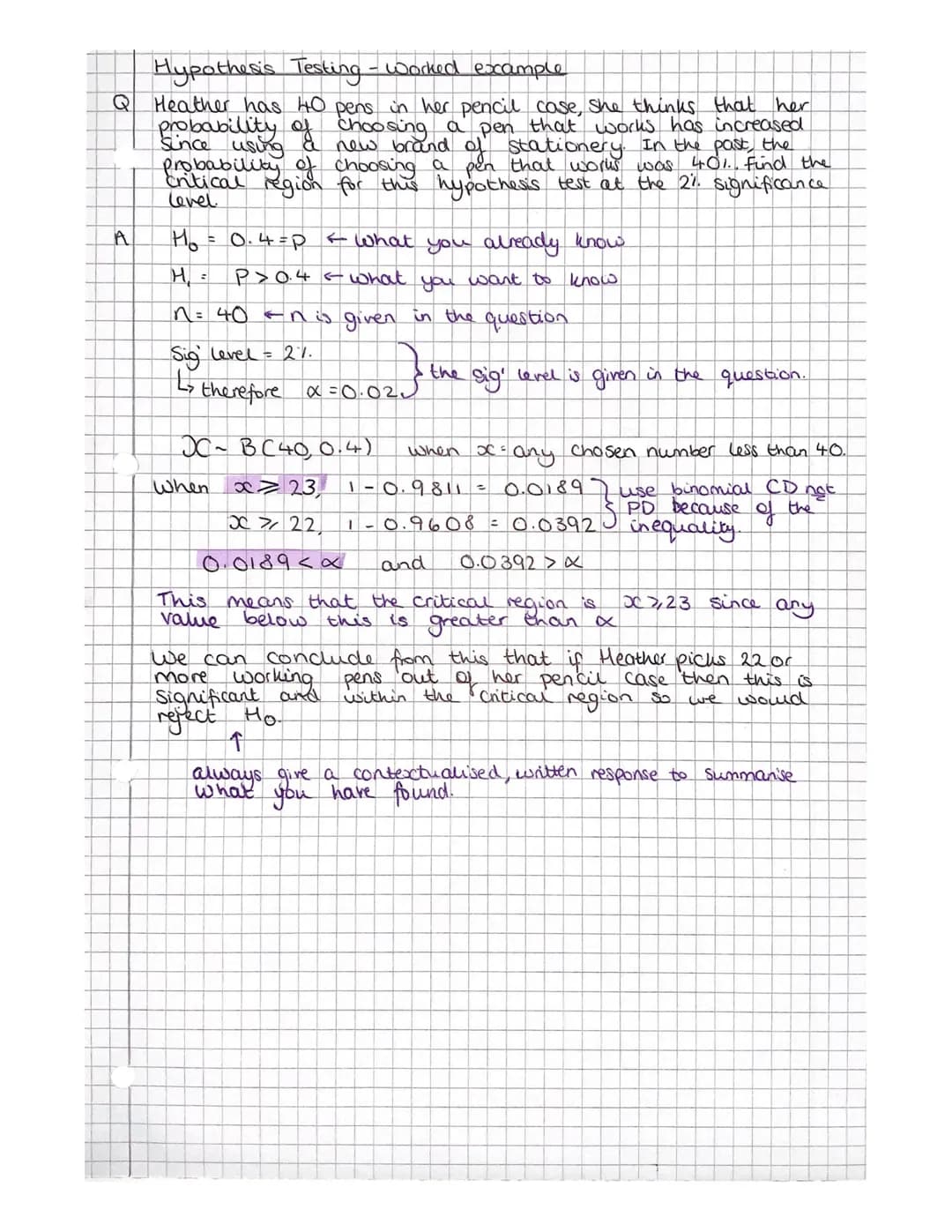 Statistics Revision
The binomial distribution
Binomial coefficient : how many ways there are of choosing
unordered outcomes from all of the 