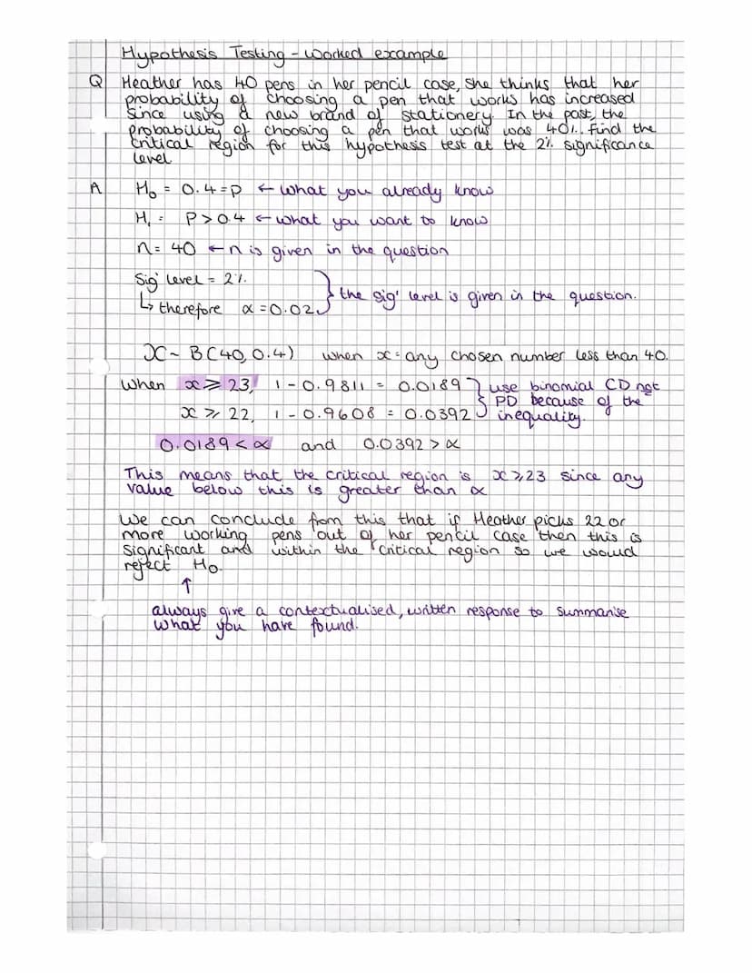 Statistics Revision
The binomial distribution
Binomial coefficient : how many ways there are of choosing
unordered outcomes from all of the 