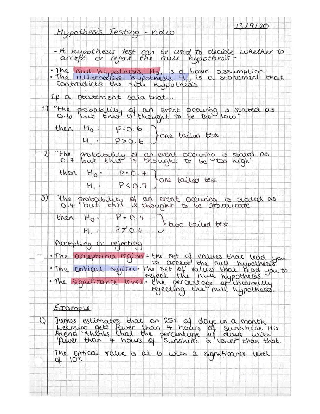 Statistics Revision
The binomial distribution
Binomial coefficient : how many ways there are of choosing
unordered outcomes from all of the 