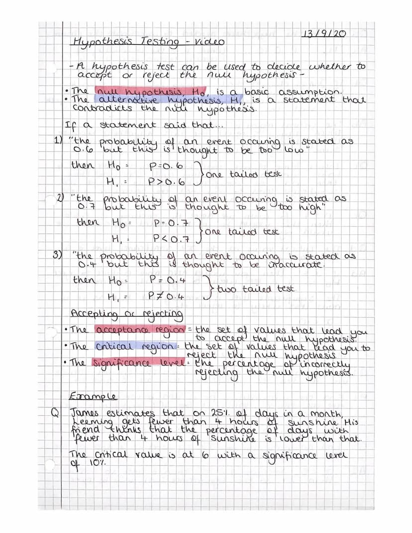 Statistics Revision
The binomial distribution
Binomial coefficient : how many ways there are of choosing
unordered outcomes from all of the 