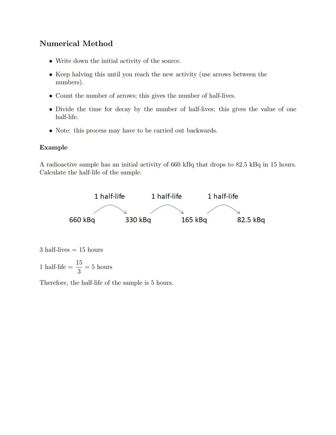 ## 1.12 Half-life

*   The activity of any radioactive source will always decrease with time.
*   The half-life of a radioactive source is t