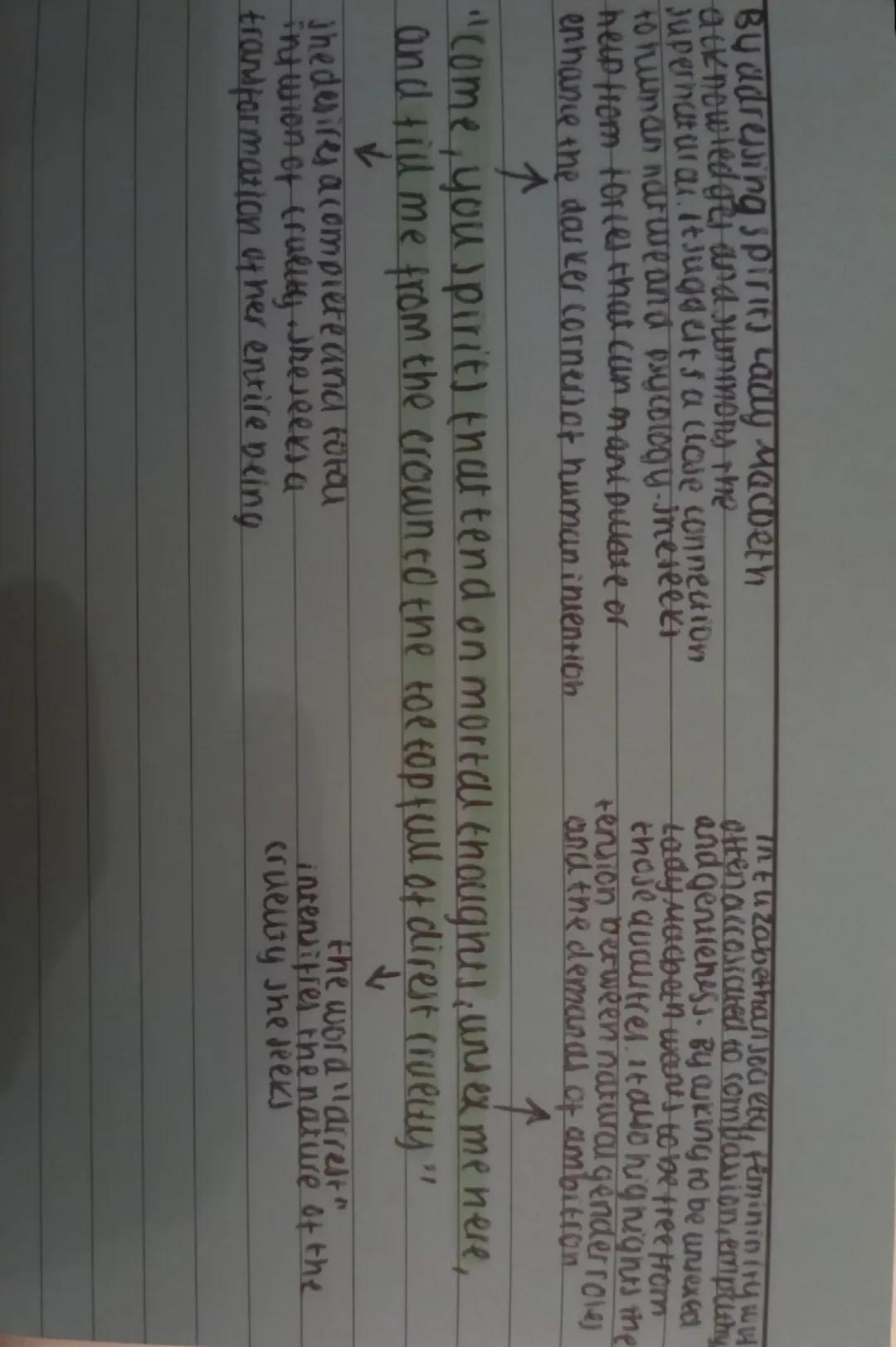-lady macbeth (Act 1 kerensiene 5)
suggests there is
an excess there is too
much Kindnell in
Macbeththat it il
overwhelming
↑
mick is a nurt