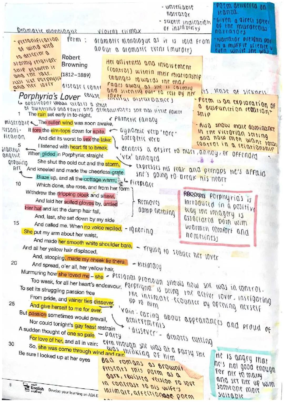 Porphyria’s Lover analysis | Love and relationships poem