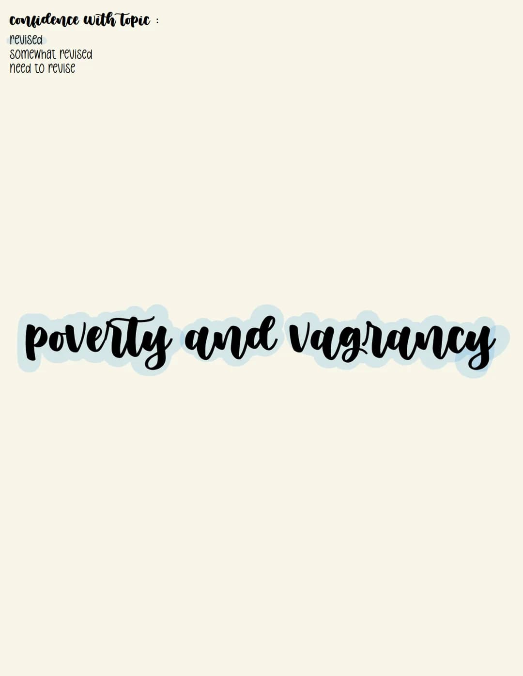 COMPOSITION
history
Paper 1 confidence with topic :
revised
somewhat revised
need to revise
poverty and vagrancy poverty and vagrancy
An inc