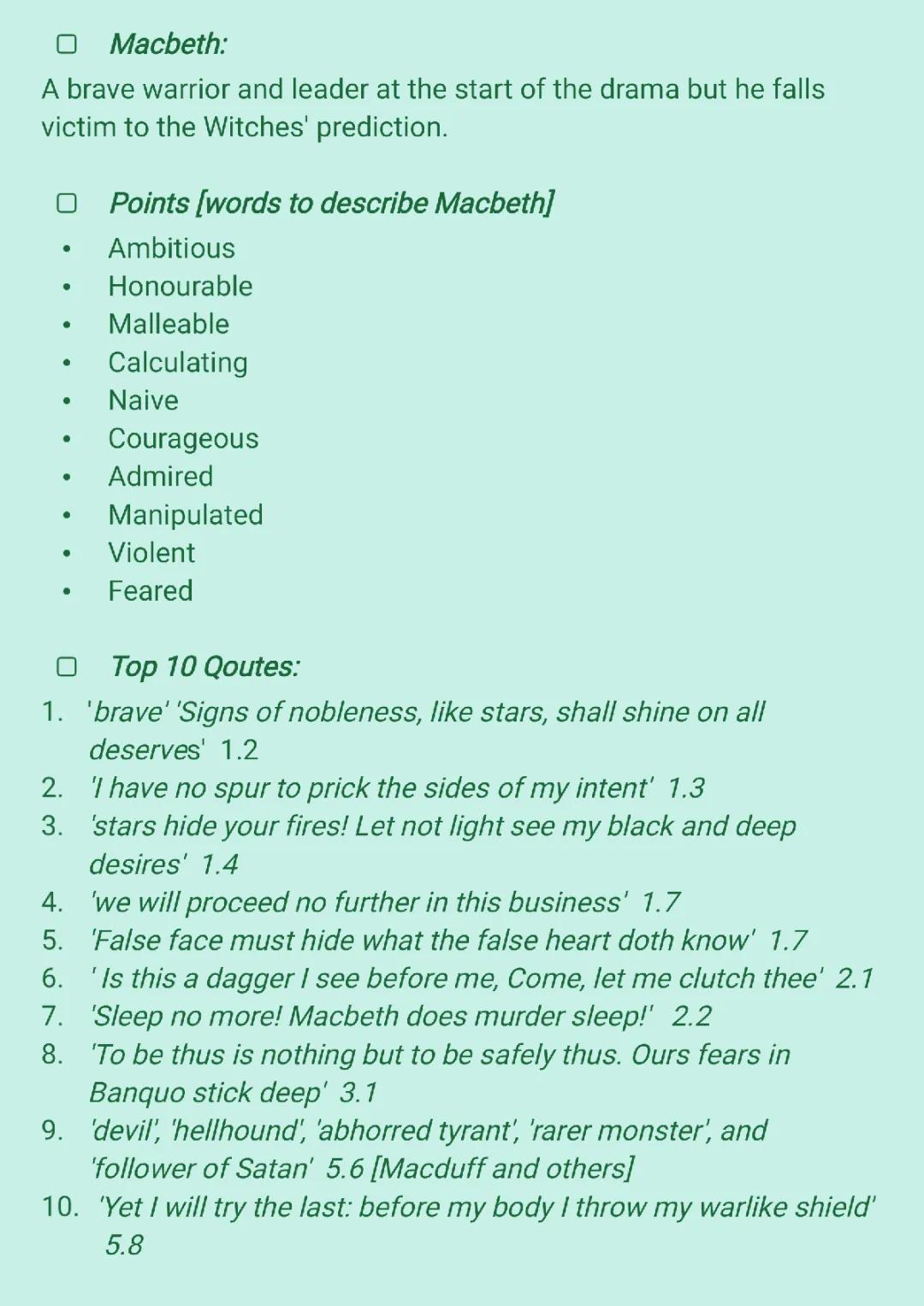 Macbeth Short Analysis 