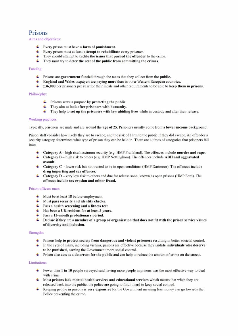 Police
Aims and objectives:
protection of citizens
reducing crime
maintaining law and order
preservation of the peace
prevention and detecti