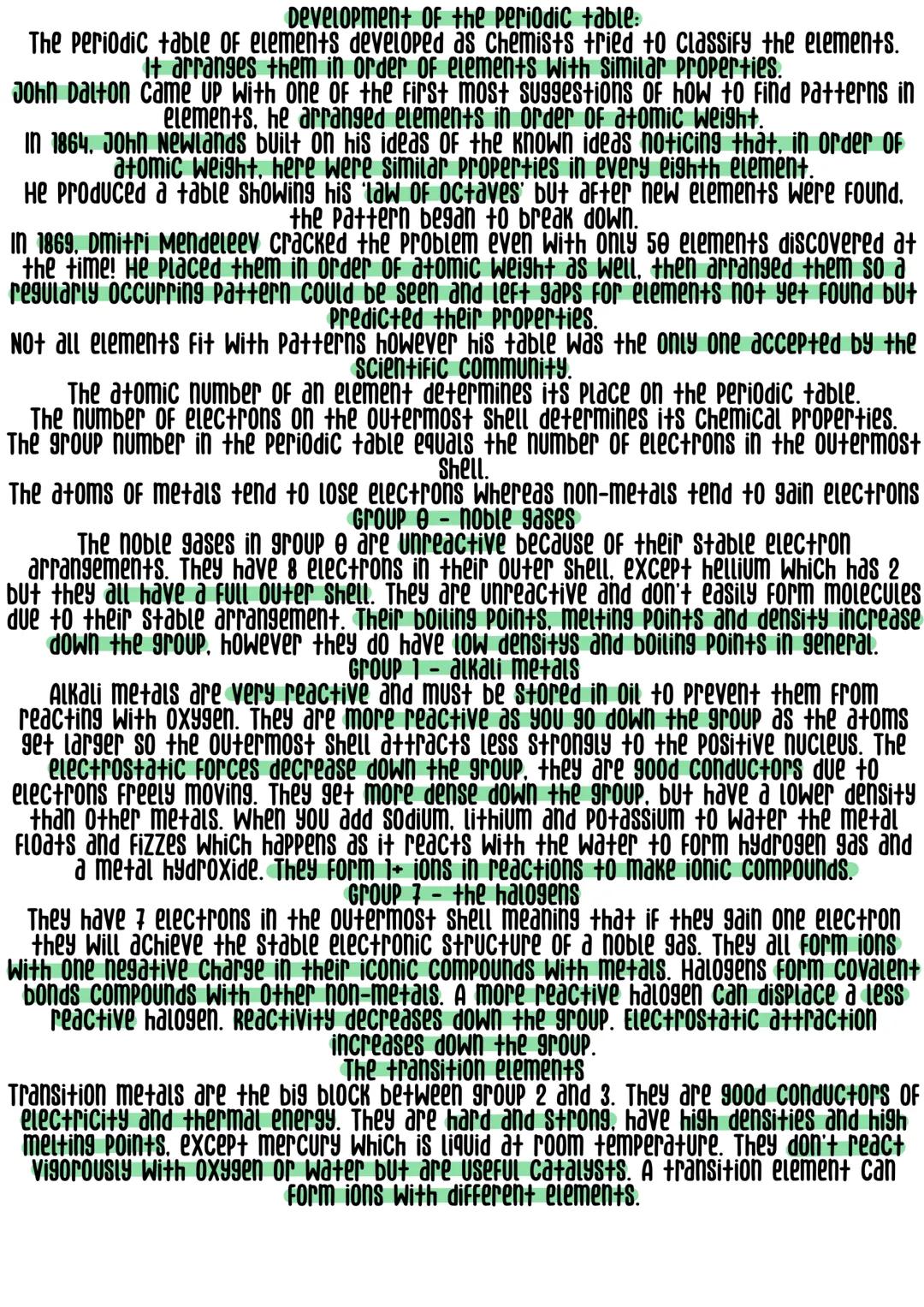 Development of the Periodic table:
The Periodic table of elements developed as Chemists tried to classify the elements.
It arranges them in 