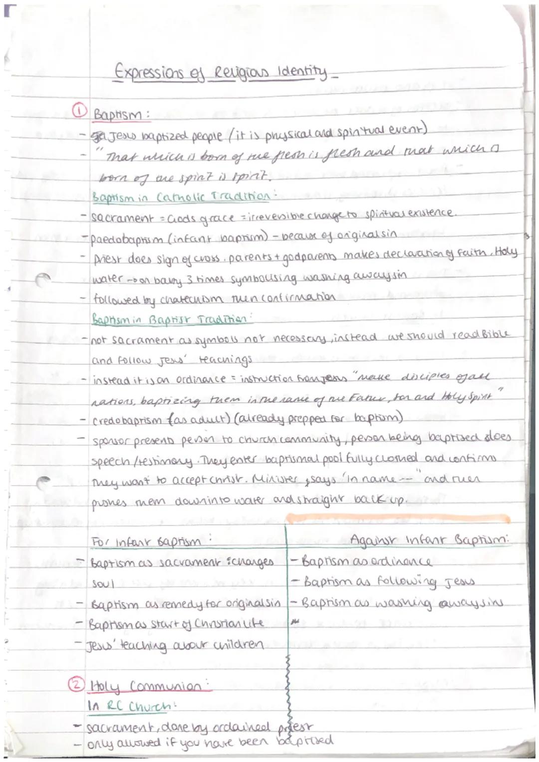 # Expressions of Religious Identity_

① Baptism:
- ger Jeow baptized people / it is physical and spintual event)
- "That which is born of th