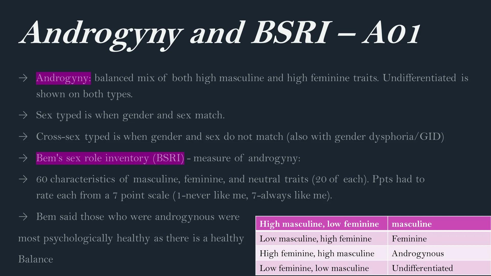 Gender
AQA A Level
Psychology # Sex and Gender

- Sex: biological differences between males and females. Sex is assigned from conception due