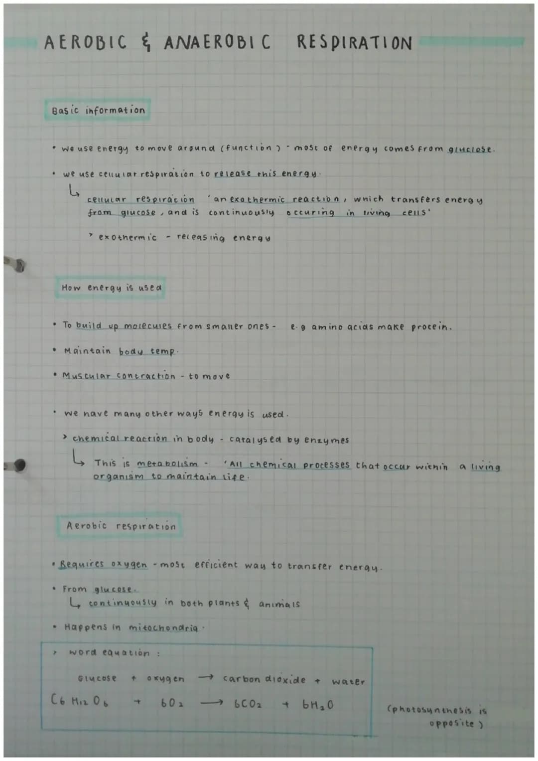 Anaerobic and aerobic respiration 