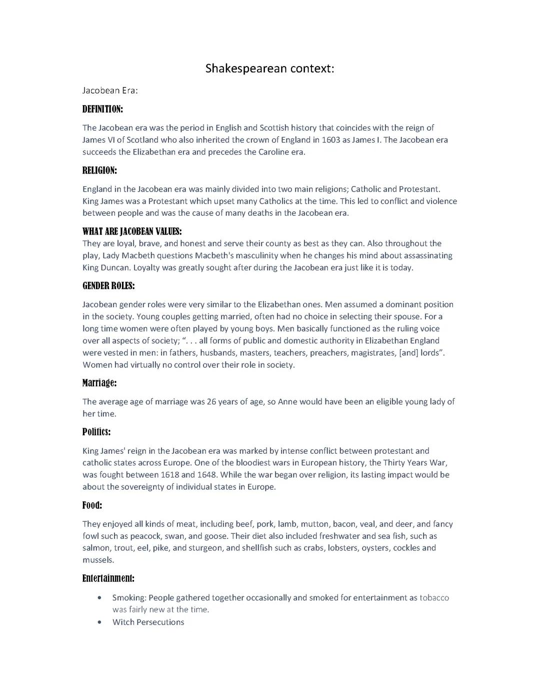Macbeth context