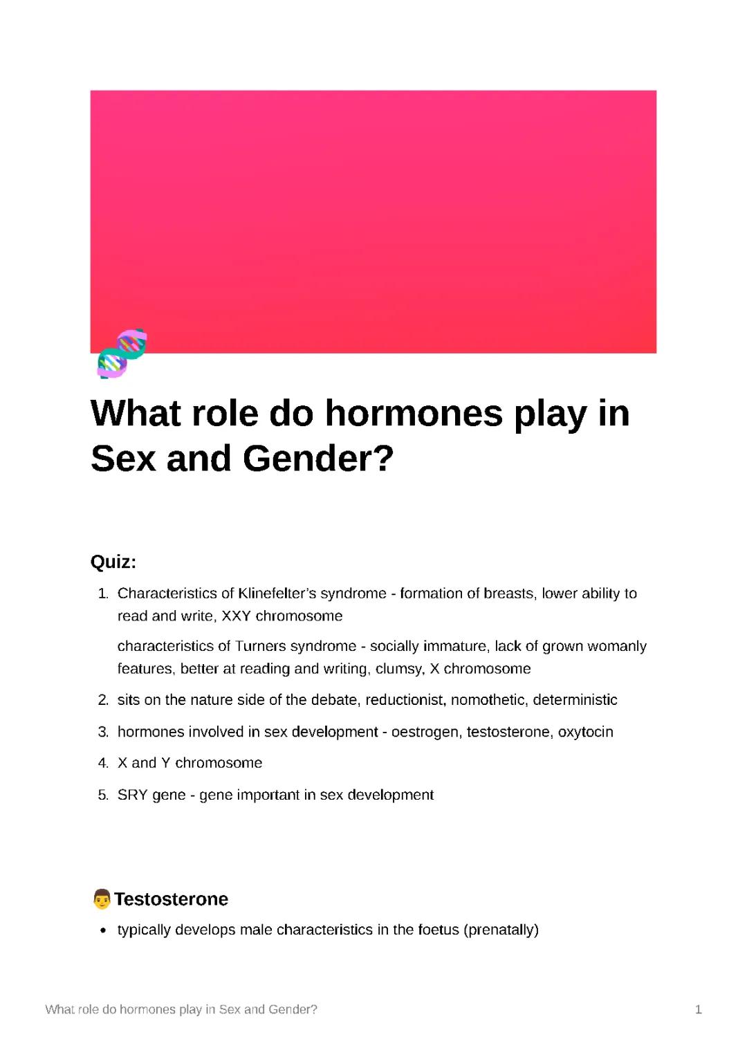 the role of hormones in sex and gender