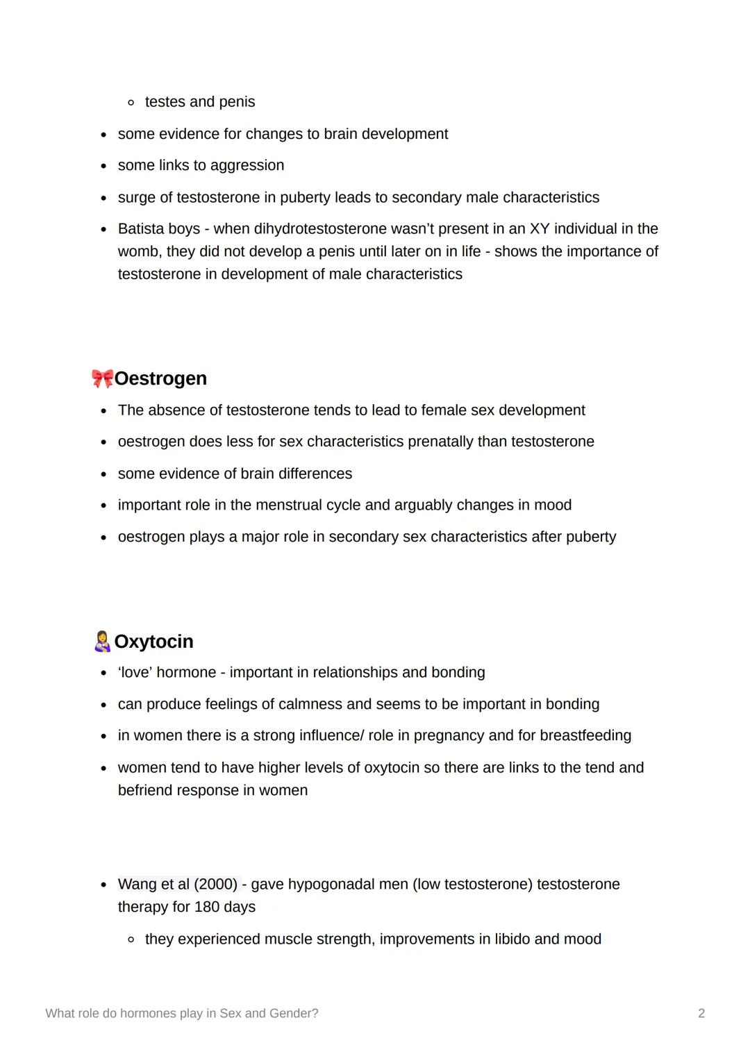 What role do hormones play in
Sex and Gender?
Quiz:
1. Characteristics of Klinefelter's syndrome - formation of breasts, lower ability to
re