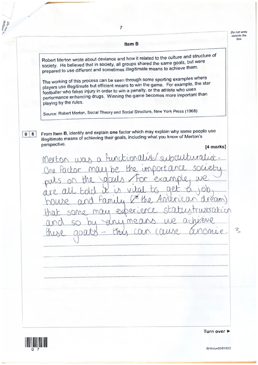 CORRECT METHOD
Only one answer per question is allowed.
For each answer completely fill in the circle alongside the appropriate answer.
01
0