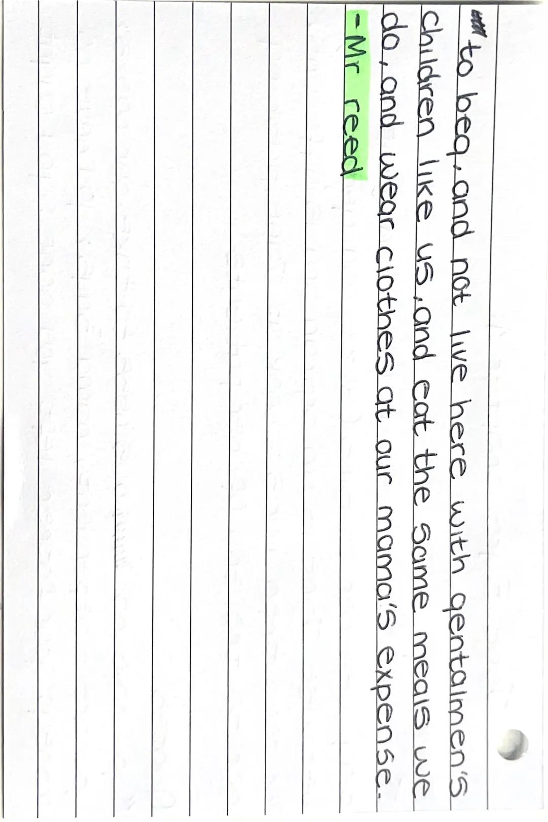 Jane Eyre chapter 1
Summary
Jane is 10. Mr reed has forbidden Jane to
play with her cousins (elize and georgiana)
because Jane is an orphan 