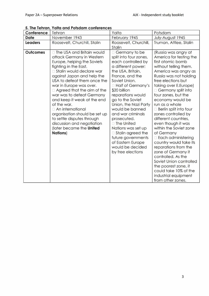 Paper 2A - Superpower Relations
Soviet Union
Stalin
United States Roosevelt
1940
ADMITTANCE
EUROP
1945
NARTY ORDER
Year 11 GCSE History
Pape