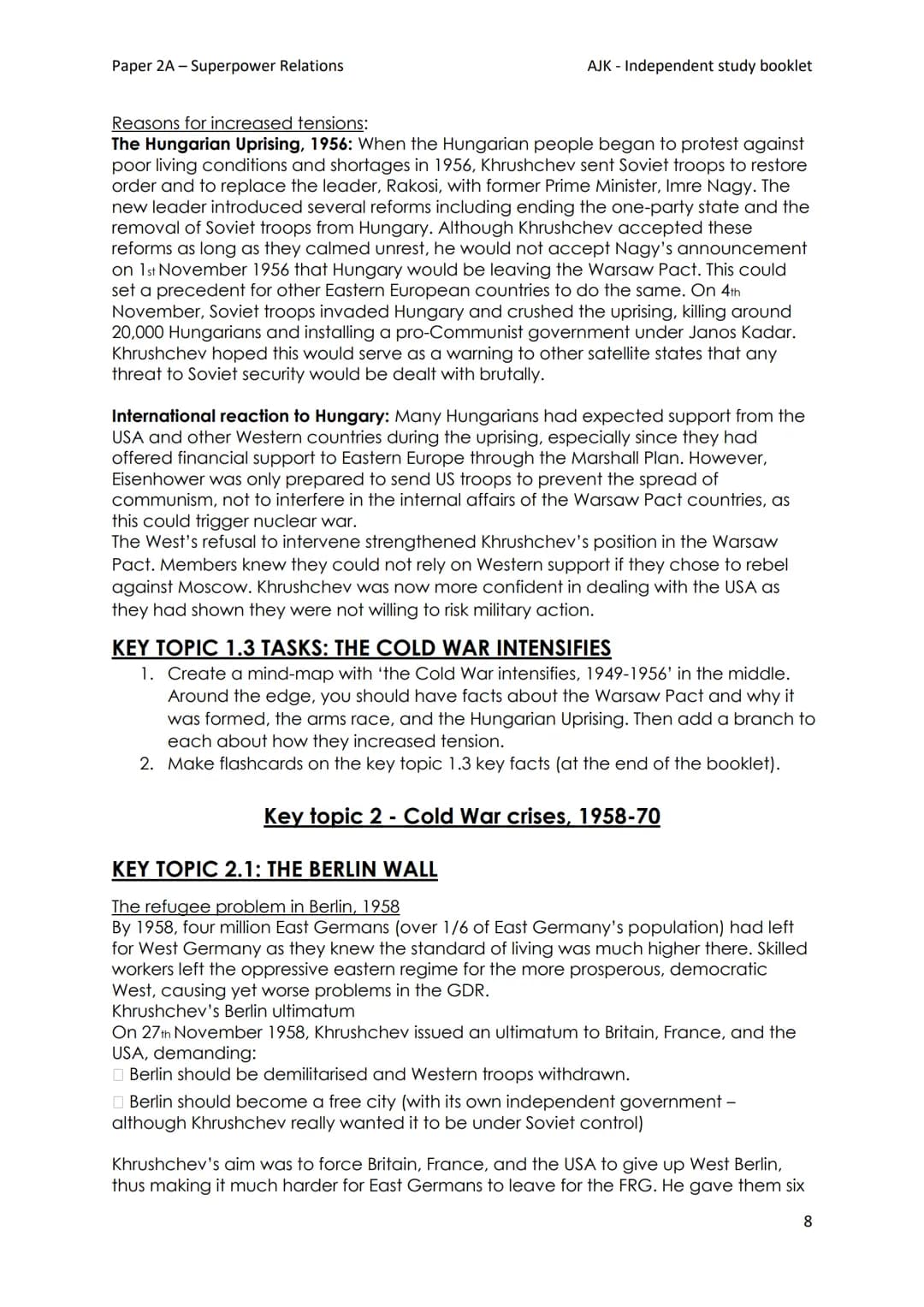 Paper 2A - Superpower Relations
Soviet Union
Stalin
United States Roosevelt
1940
ADMITTANCE
EUROP
1945
NARTY ORDER
Year 11 GCSE History
Pape