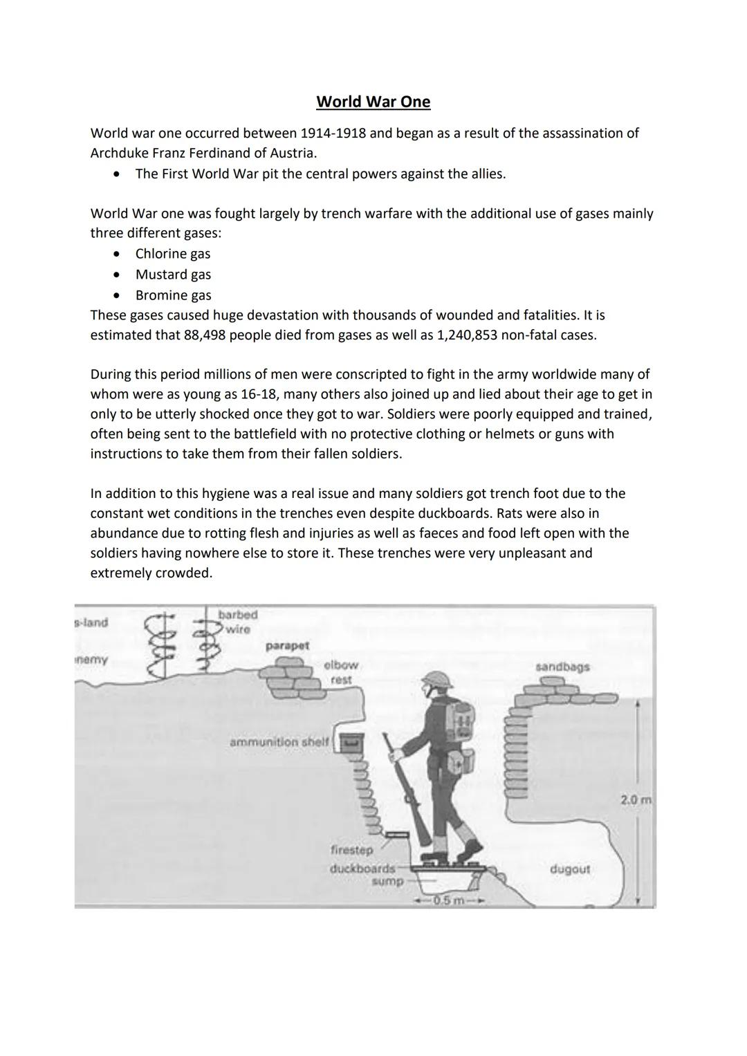 # World War One

World war one occurred between 1914-1918 and began as a result of the assassination of
Archduke Franz Ferdinand of Austria.