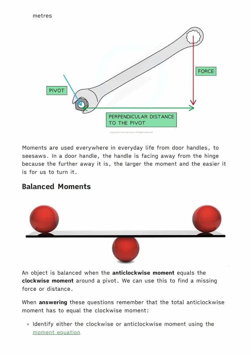 Vs'n.
COLOR CO
1.5.4 Moments, Levers and Gears
Physics MOC
Moments
A force or a system of forces can cause objects to rotate.
The turning ef