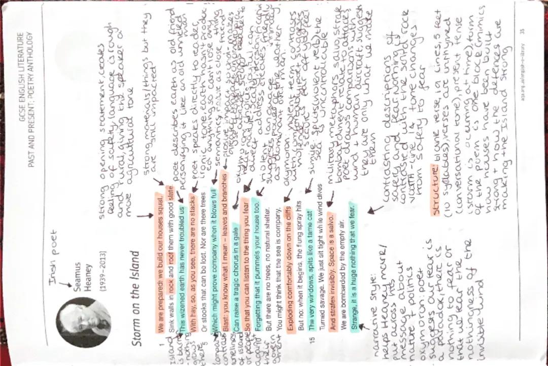 Storm on the island poem annotated 