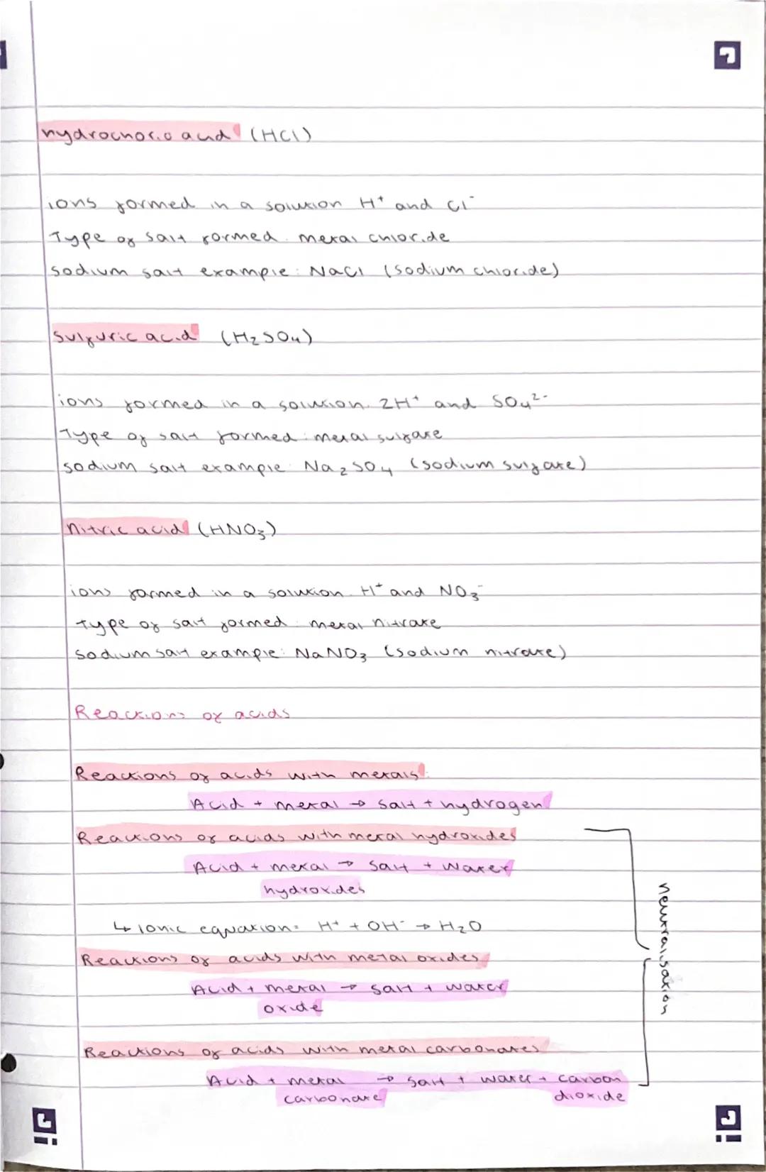 G
L
!G
CHEMISTRY
Acids and amais
• Acids are compounds that, when dissolved in
ions
There are three main acias
Lo sulguric acid • H₂SO4
to n