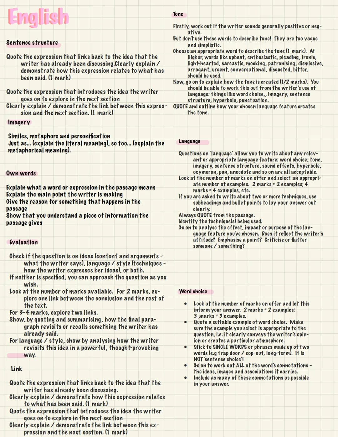 English
Sentence structure
Quote the expression that links back to the idea that the
writer has already been discussing.Clearly explain /
de