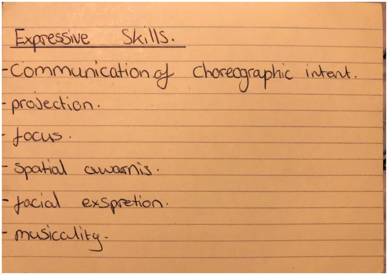 Physicac
-Posture.
-Alignment.
Balance.
Skills
Coordination.
- Controle
-flexability.
- mobilitiy
- Strengh
Stamina. Expressive Skills.
- Co