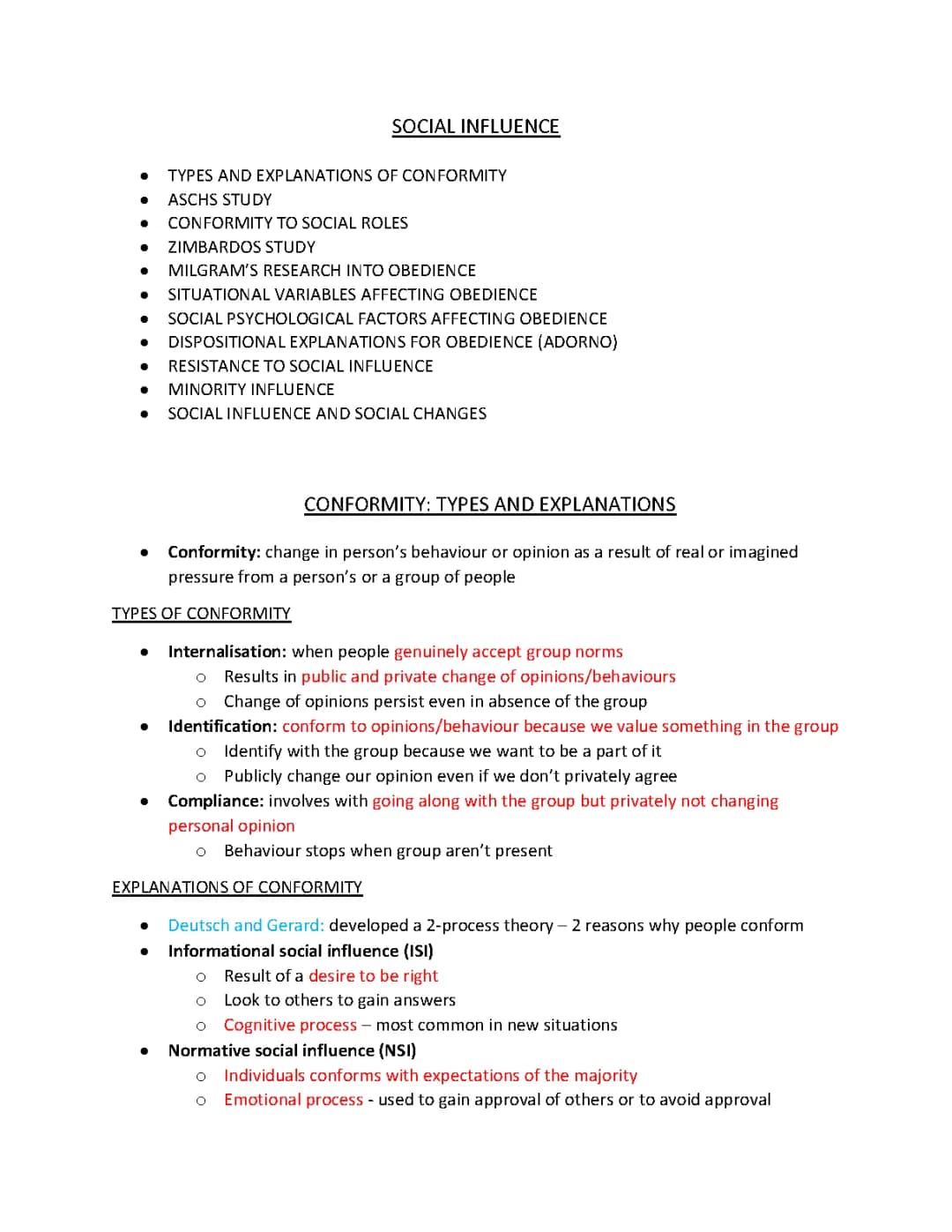A Level Psychology: Explaining Conformity and Obedience