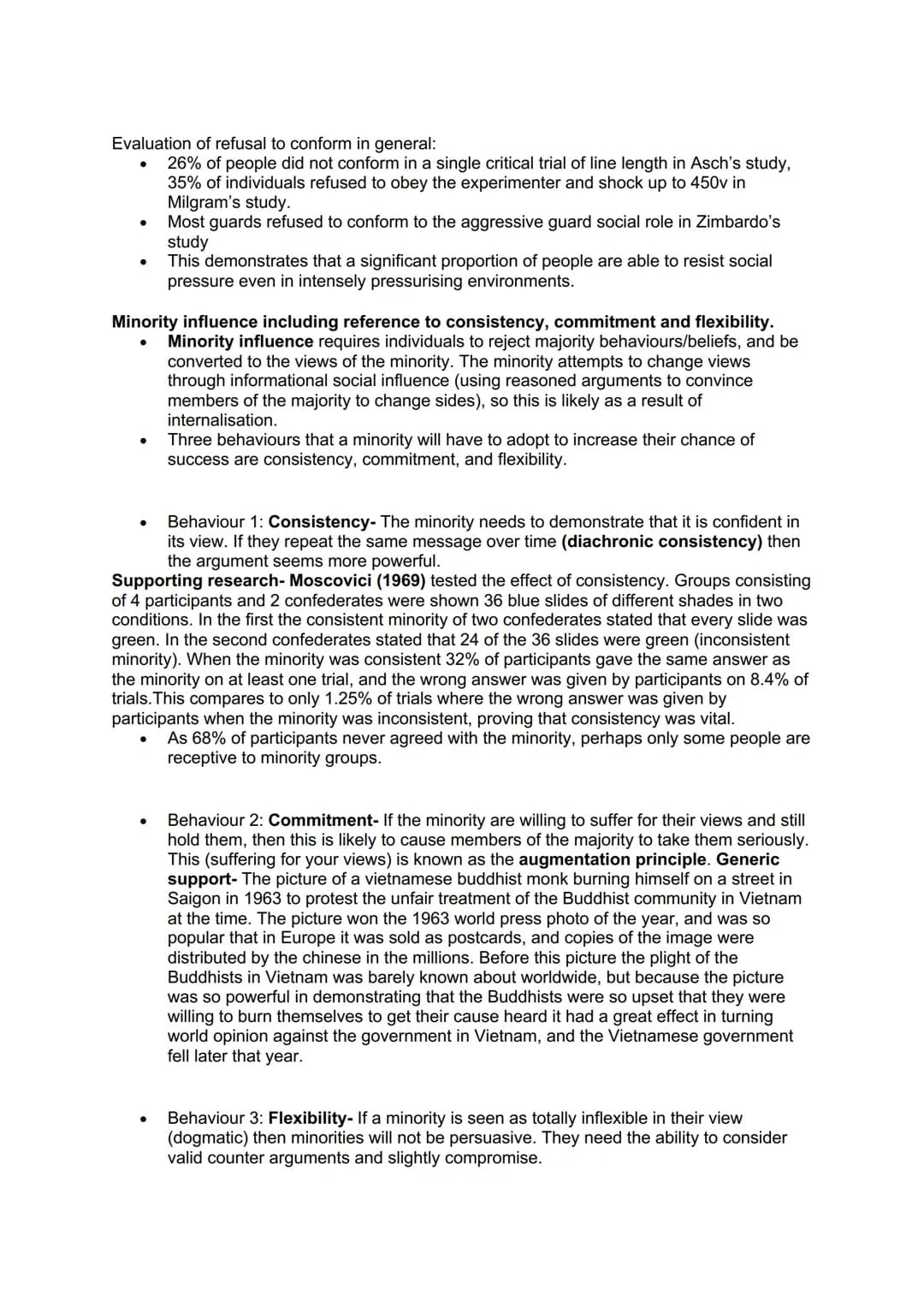 PAPER 1
Topic 1 social influence
Types of conformity: internalisation, identification and compliance
.
.
Aronson defined conformity as a cha