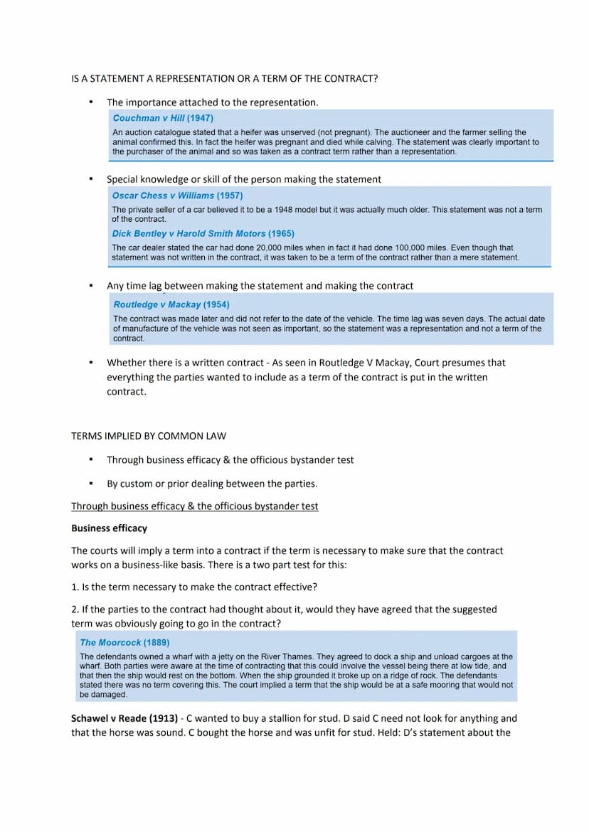 Contract Law
Formation of a contract:
• Offer and Acceptance
. Consideration
• Privity
• Intention to create legal relations
Terms of a cont