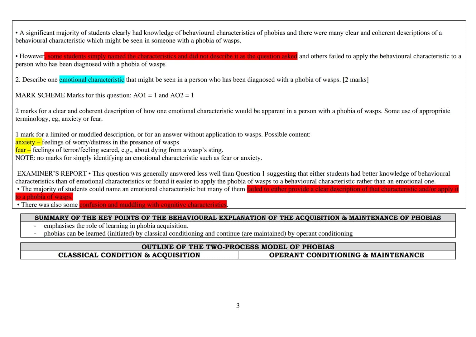 2023 EXAMINATION: PSYCHOPATHOLOGY -
THE BEHAVIOURAL APPROACH TO EXPLAINING PHOBIAS
The two-process model, including classical and operant co