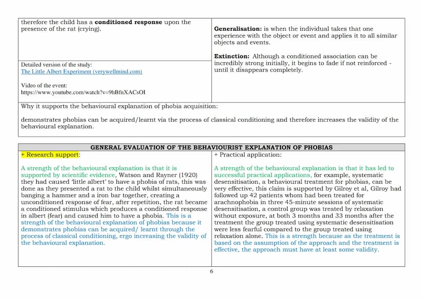 2023 EXAMINATION: PSYCHOPATHOLOGY -
THE BEHAVIOURAL APPROACH TO EXPLAINING PHOBIAS
The two-process model, including classical and operant co