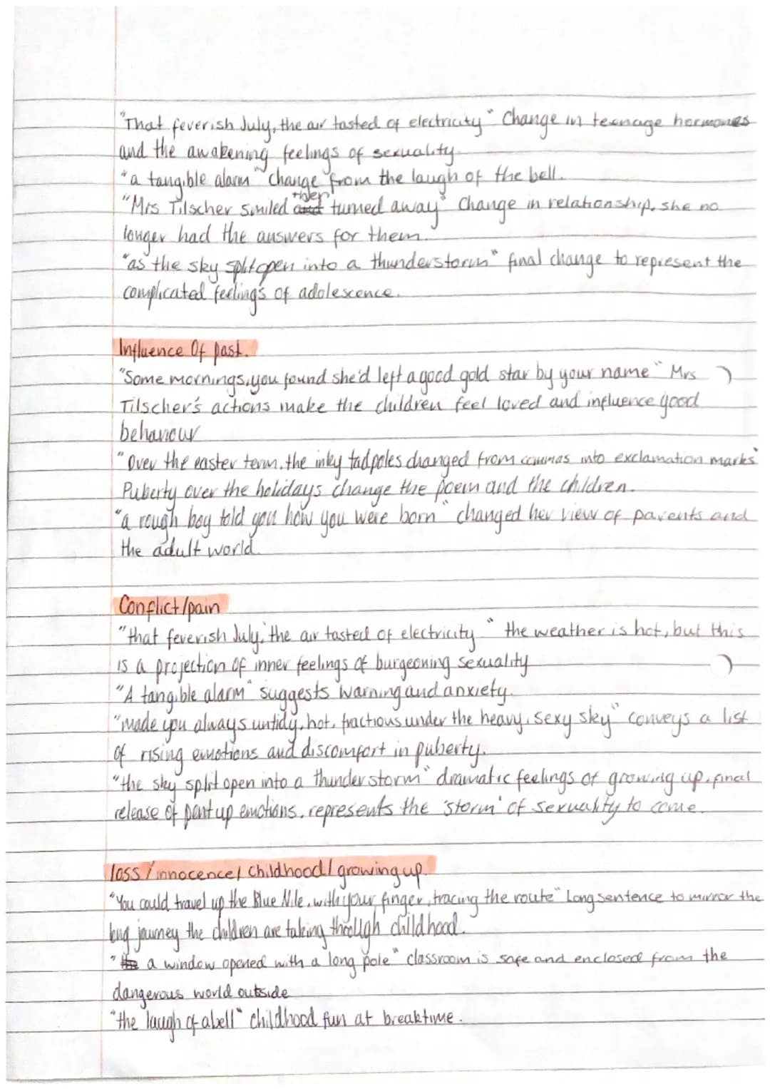 2
2
Carol Ann Duffy -Poetry themes.
In Mrs Tilscher's class
• Change: Childhood to adolescence/ Primary to secondary school linnocence of ch