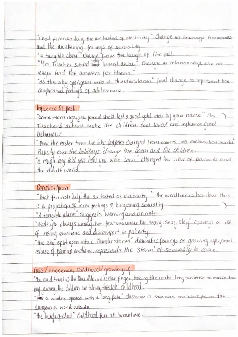 2
2
Carol Ann Duffy -Poetry themes.
In Mrs Tilscher's class
• Change: Childhood to adolescence/ Primary to secondary school linnocence of ch