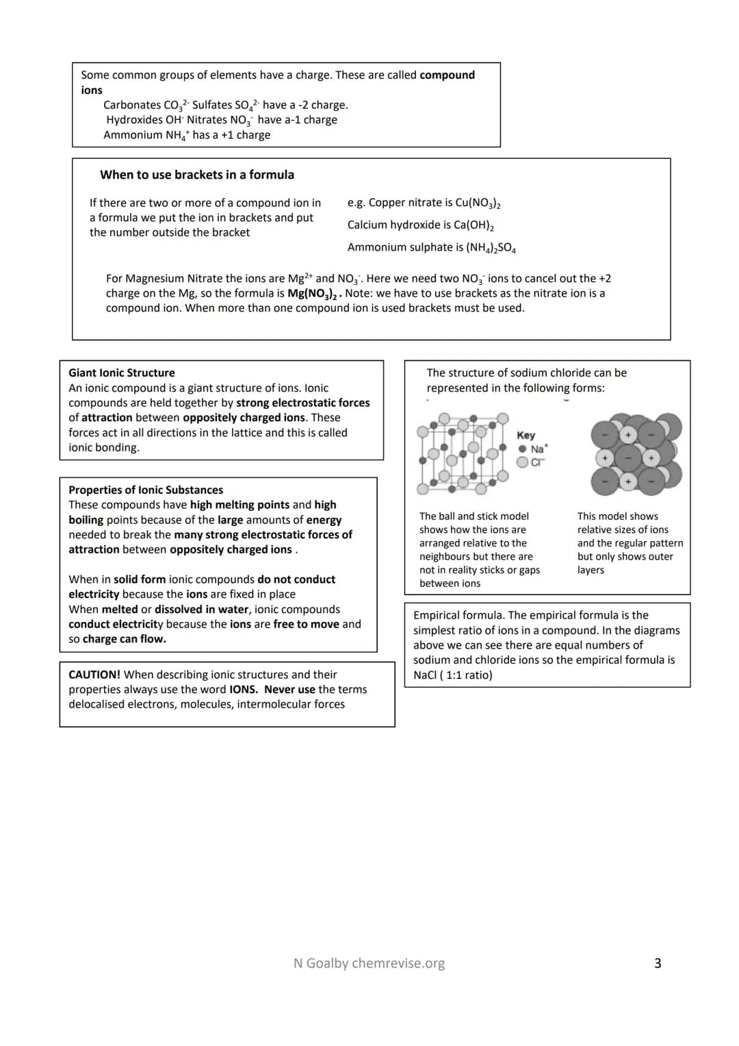 Revision Checklist: 4.2 Bonding and Structure
States of Matter
The three states of matter are solid, liquid and gas.
Melting and freezing be