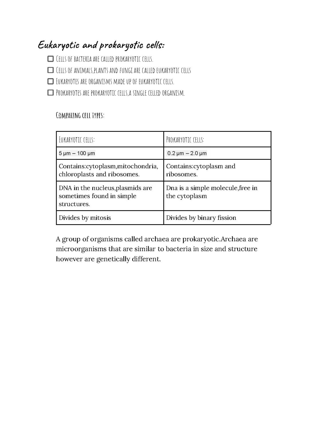 eukaryotic and prokaryotic cells