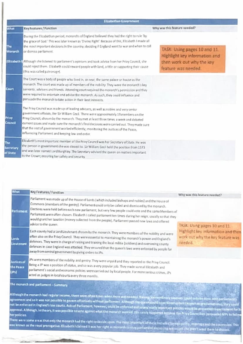 Early Elizabethan England, 1558-88
REVISION SHEET
Key topic 1: Queen, government and religion, 1558-69
Society
Hierarchy in countryside
1. N