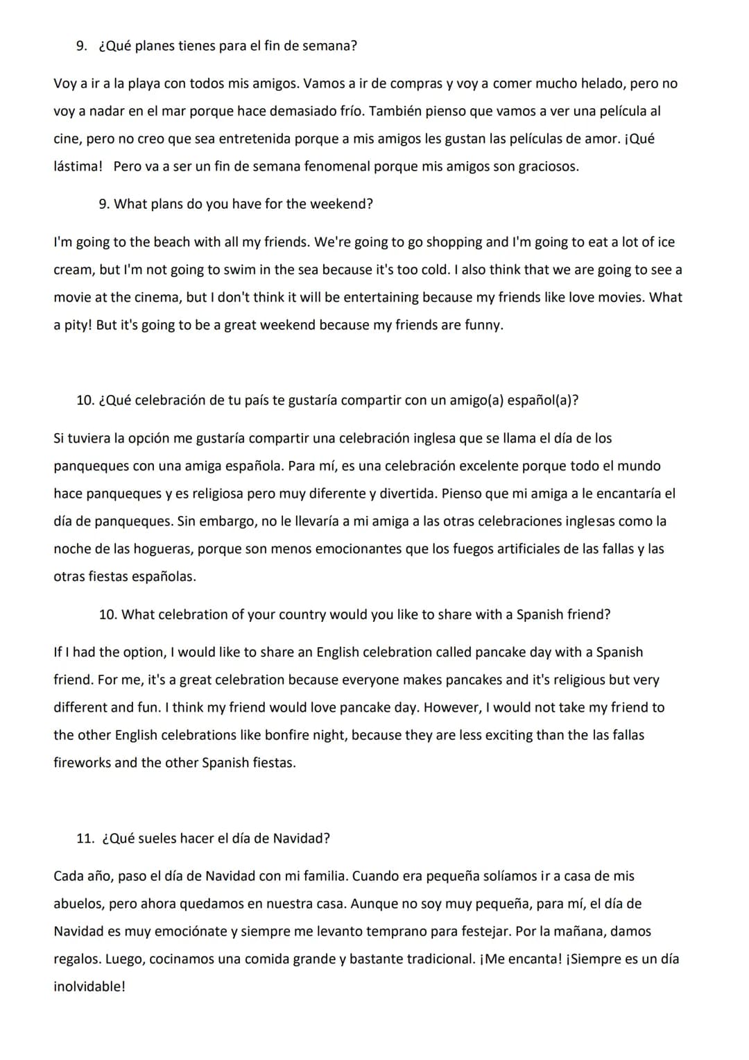 Identity and Culture - GCSE Spanish Theme 1 Conversation Question Answers
1. ¿Cuál es tu celebración favorita del año? ¿Por qué?
Mi celebrac