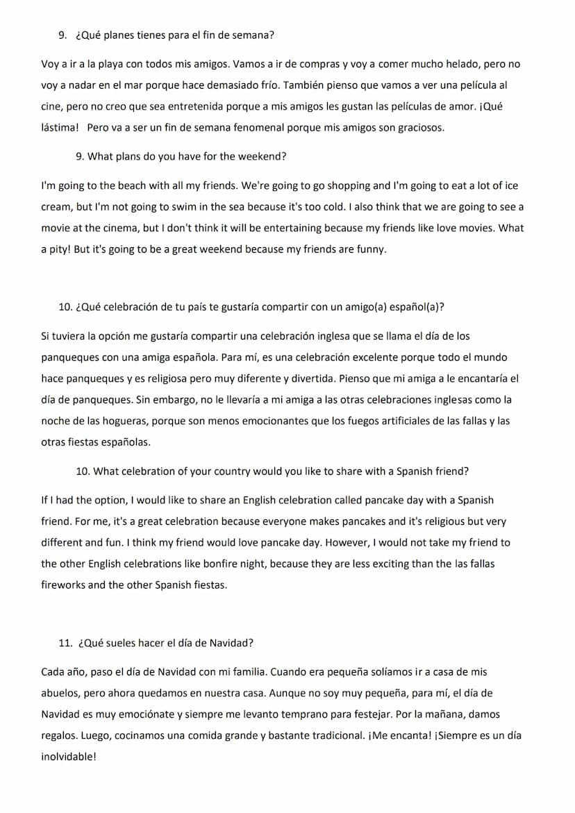 Identity and Culture - GCSE Spanish Theme 1 Conversation Question Answers
1. ¿Cuál es tu celebración favorita del año? ¿Por qué?
Mi celebrac