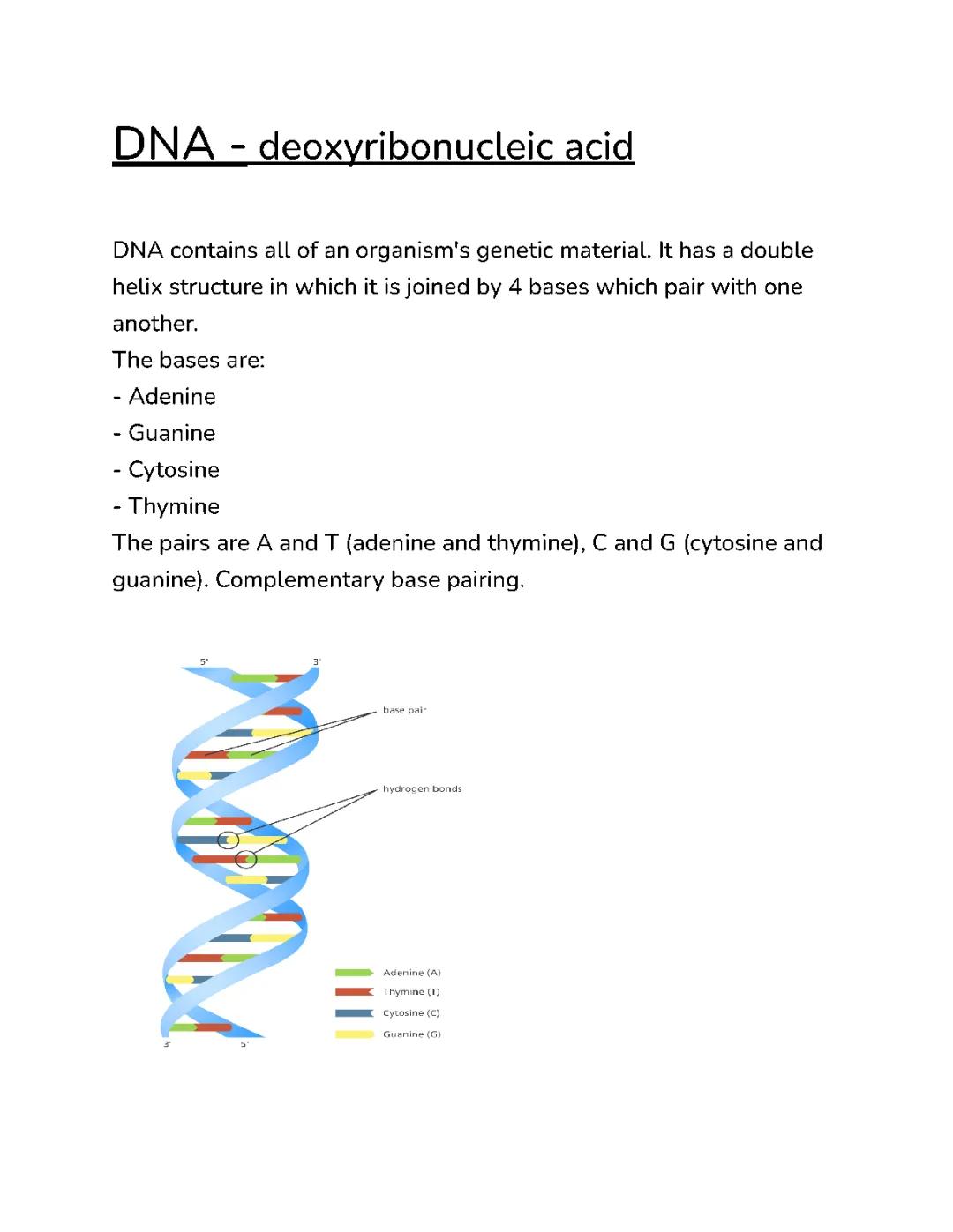 GCSE Triple Biology - DNA Basics