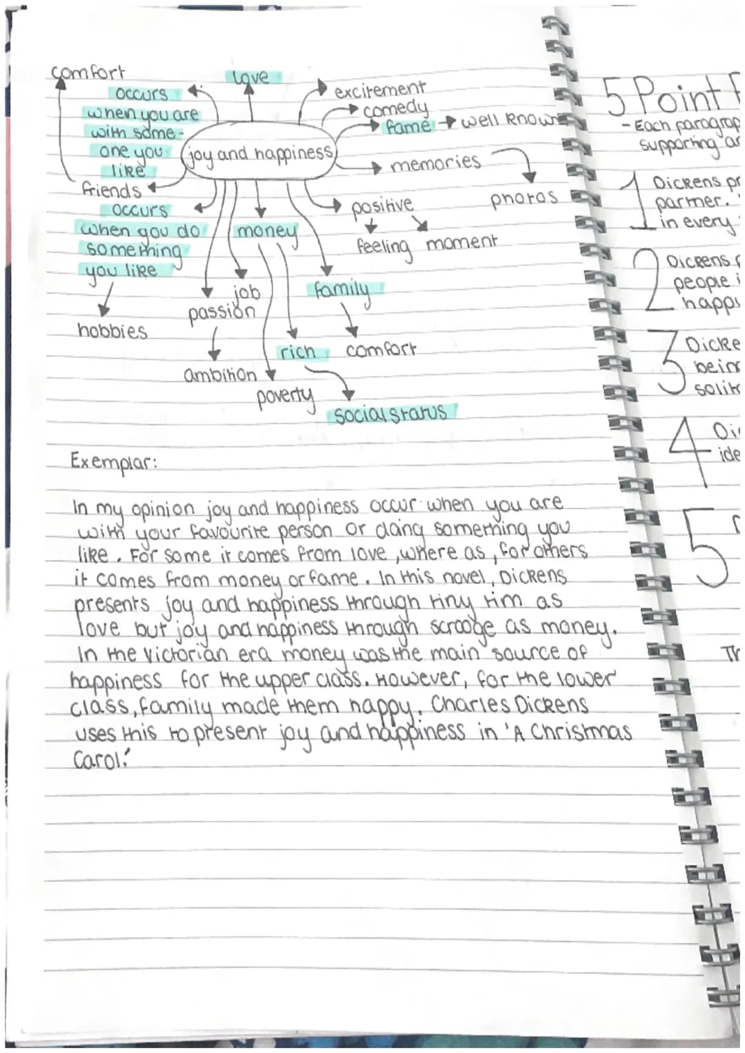 L
L
English Examp
Example English literature questions.
Starting with the extract, explore how Dickens presents
ideas about joy and happines
