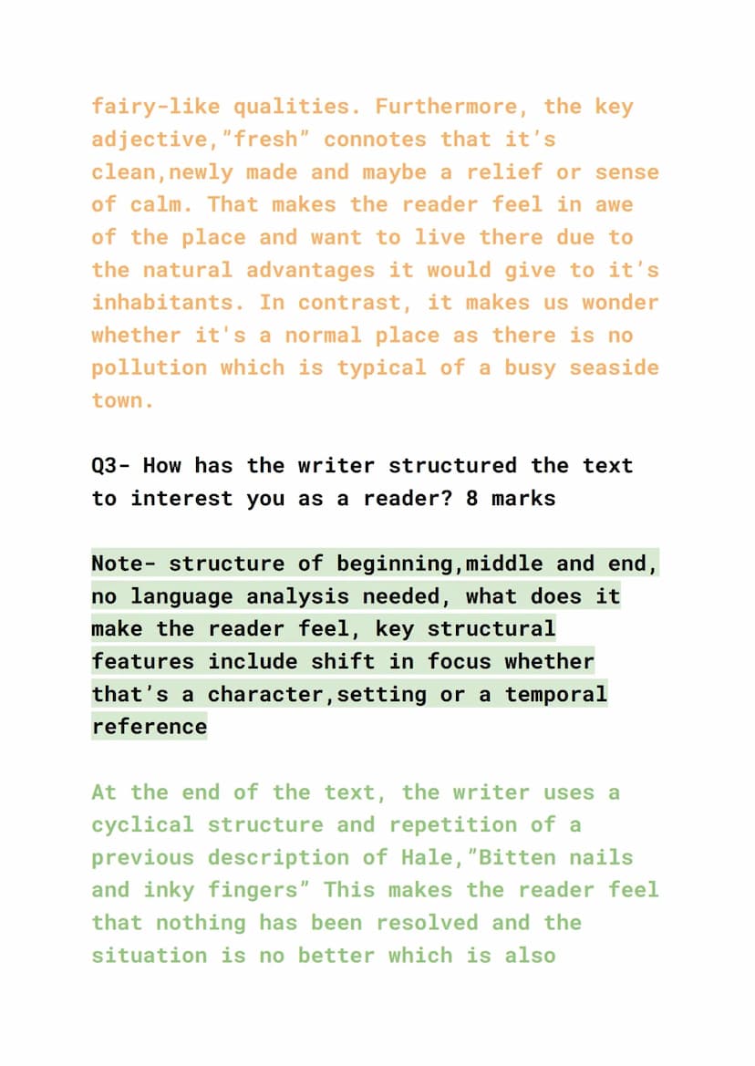 English language paper 1- model paragraphs
Q1- list 4 things from this part of the
source about Hale- 4 marks
Note no inferences
For example