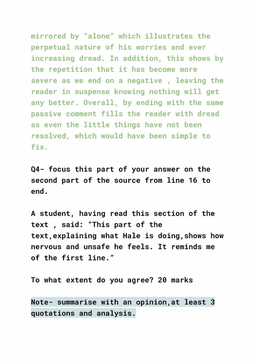 English language paper 1- model paragraphs
Q1- list 4 things from this part of the
source about Hale- 4 marks
Note no inferences
For example