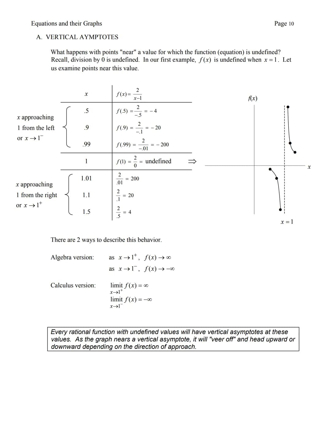 I. LINEAR EQUATIONS
A. GRAPHS
Any equation with first powers of x and/or y is referred to as a linear equation. When
graphed, all ordered (x