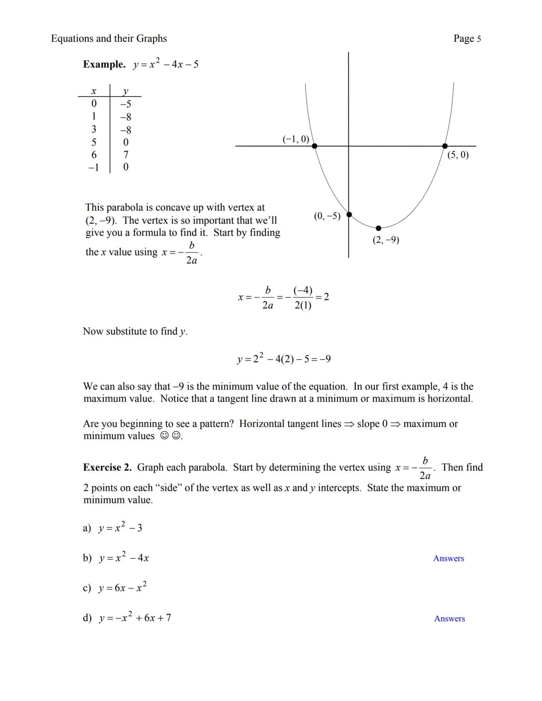 I. LINEAR EQUATIONS
A. GRAPHS
Any equation with first powers of x and/or y is referred to as a linear equation. When
graphed, all ordered (x