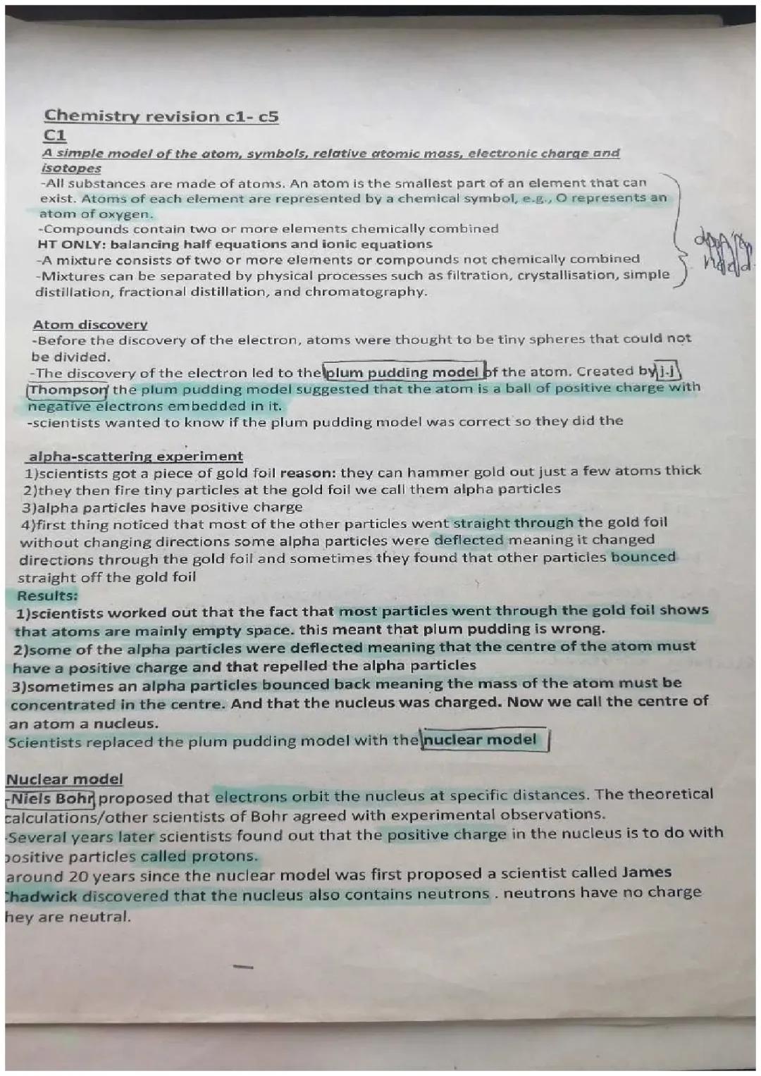 Gcse chemistry paper 1 c1 